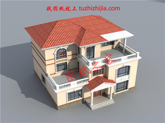 3層新農村房屋設計圖紙及效果圖，寬敞明亮，色彩搭配柔和，平米數較大