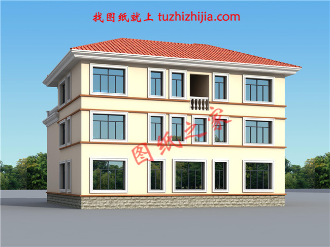 3層新農村房屋設計圖紙及效果圖，寬敞明亮，色彩搭配柔和，平米數較大