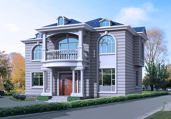 時尚創意型二層小別墅設計圖，占地面積110平方米，外觀清新典雅