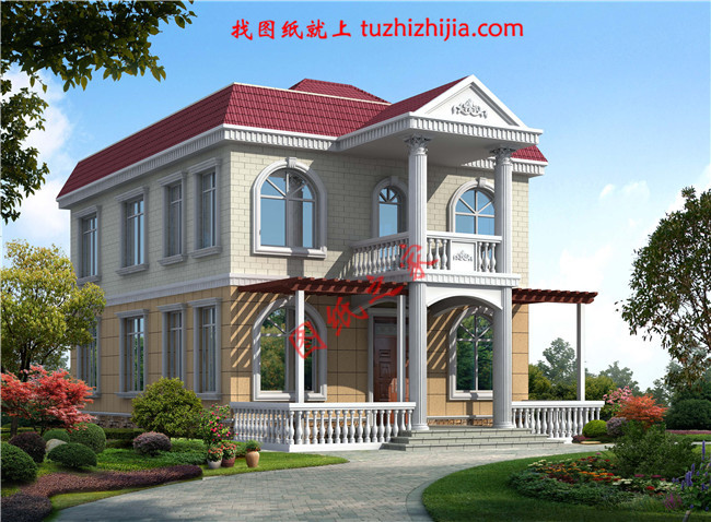 120平米簡單實用型農(nóng)村小別墅設(shè)計圖，二層屋頂為全露臺，小開間，長進深