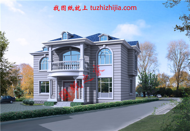 時尚創意型二層小別墅設計圖，占地面積110平方米，外觀清新典雅