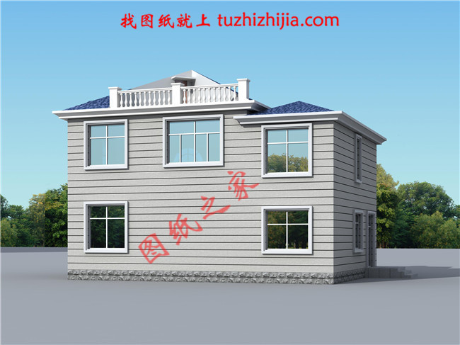 時尚創意型二層小別墅設計圖，占地面積110平方米，外觀清新典雅