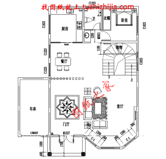 農(nóng)村四層樓房設(shè)計(jì)圖，復(fù)式結(jié)構(gòu)、客廳中空，外觀效果圖+全套圖紙