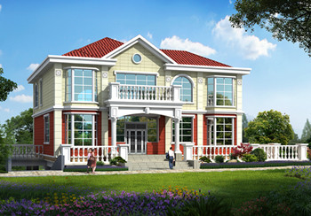 帶車庫二層別墅外觀效果圖，別墅圖片大全，帶地下平臺，精致布局完美錯落