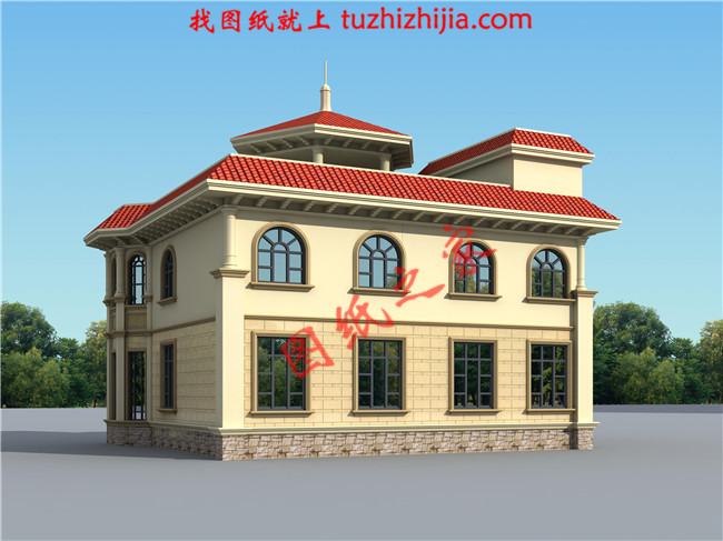 最新二層小別墅圖紙,別墅設計圖紙,占地160平米,客廳中空