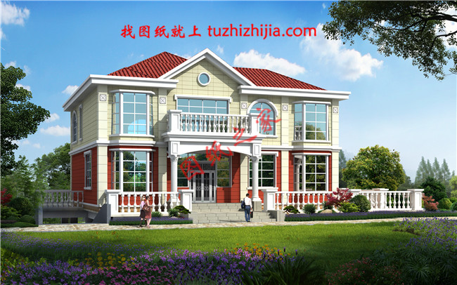 帶車庫二層別墅外觀效果圖,別墅圖片大全,帶地下平臺,精致布局完美錯落