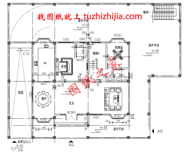 帶車庫二層別墅外觀效果圖,別墅圖片大全,帶地下平臺,精致布局完美錯落