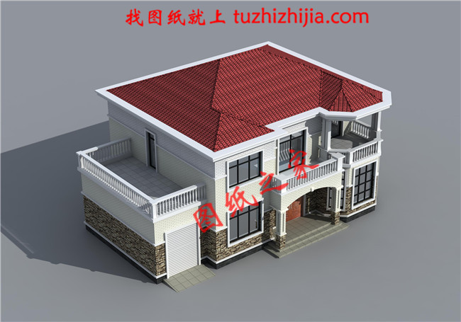 帶車庫，帶露臺二層農村小別墅設計圖，宅基地大小適中，外觀造型美