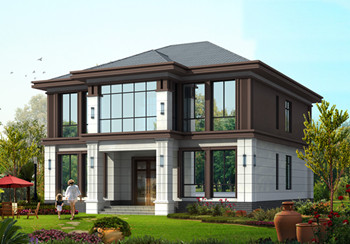 簡單大方二層小別墅設計圖，占地180平米，造型美觀，構造整齊有