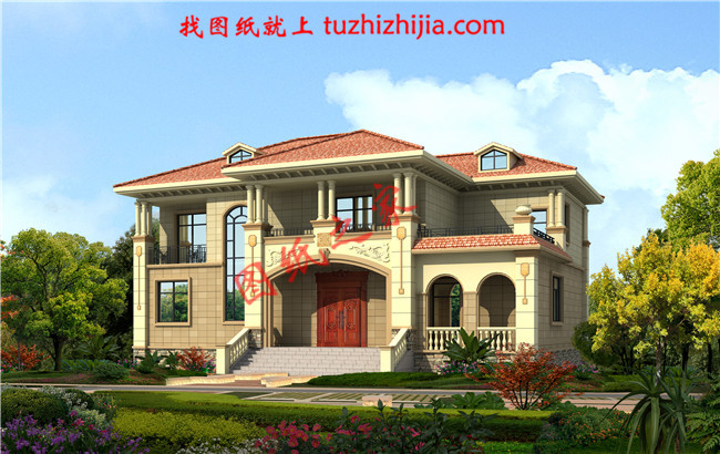 二層小別墅外觀圖片,別墅圖紙,外觀時尚,布局簡單實用,挑空的客廳設計