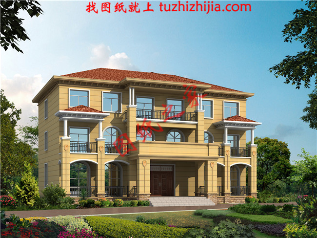 大氣、簡約三層雙拼別墅設計圖，適合和父母同住，既相互關照又相互獨立