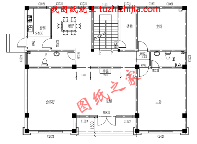 三層新農村別墅設計圖片及全套圖紙,外形對稱,帶露臺,這個戶型宅基地大小適中
