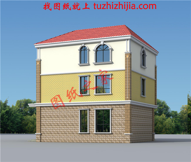 三層農村小別墅設計圖,一層帶商鋪,占地110平米,經濟實用