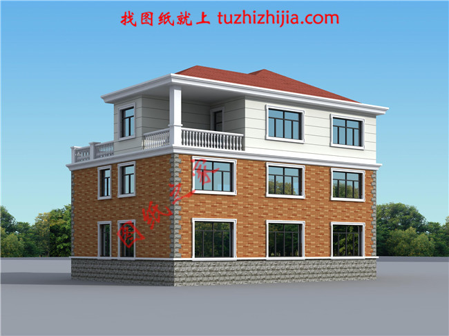 三層新農村房屋設計圖,占地150平米,帶露臺,多臥室戶型