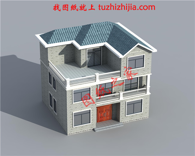 簡單質樸三層新農村小別墅設計圖紙，別墅圖片，戶型簡單合理實用，占地120平米