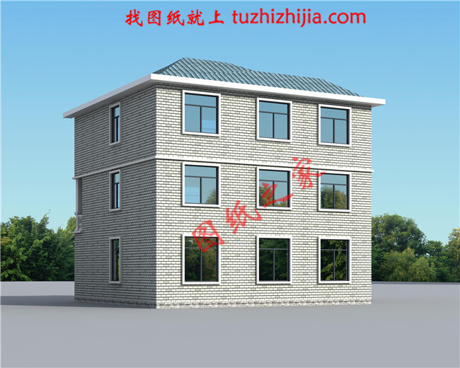 簡單質樸三層新農村小別墅設計圖紙，別墅圖片，戶型簡單合理實用，占地120平米