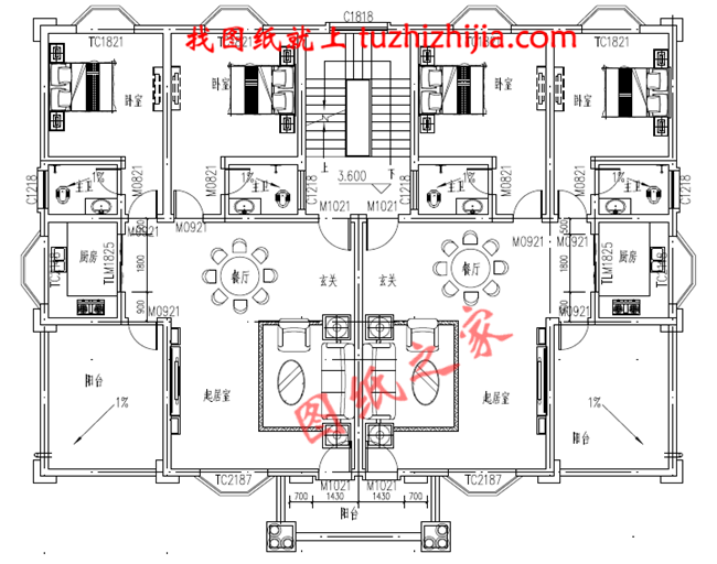 三層兄弟雙拼別墅設計圖，外觀大氣漂亮，顏色搭配協調，一層為公用客廳