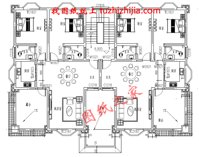 三層兄弟雙拼別墅設計圖，外觀大氣漂亮，顏色搭配協調，一層為公用客廳