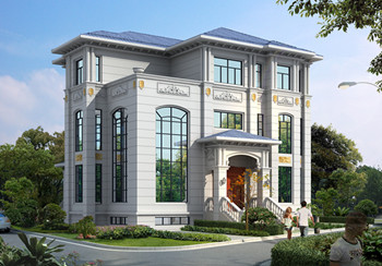 高端三層別墅設計圖紙，客廳中空，帶地下室，設置多個套間