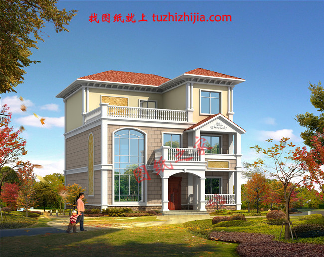 三層新農(nóng)村小別墅設(shè)計(jì)圖紙，占地120平米，客廳中空，帶大露臺