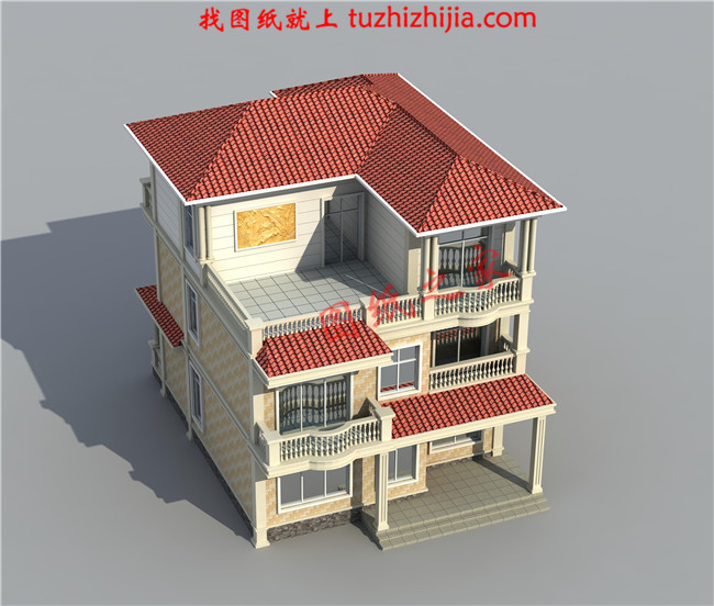 漂亮實用三層新農村小別墅設計圖紙，占地150平米，帶露臺，從哪個方向看都很好看