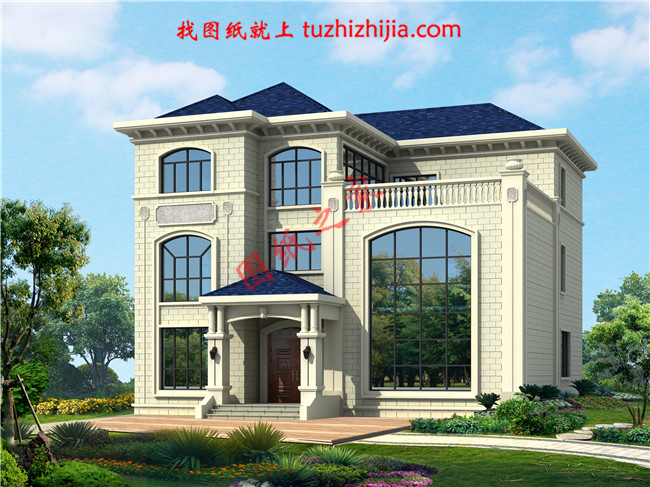 復式三層別墅設計圖片及全套圖紙,客廳中空,外觀為歐式建筑的風格,高端大氣