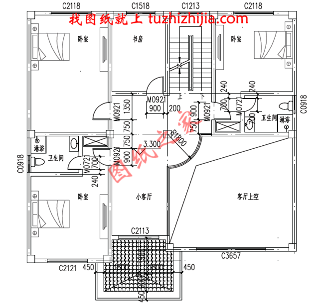 復式三層別墅設計圖片及全套圖紙,客廳中空,外觀為歐式建筑的風格,高端大氣