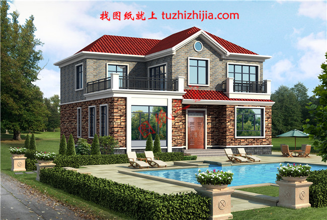 二層半別墅設計圖，占地150平米，帶露臺，地中海風格，內部布局合理