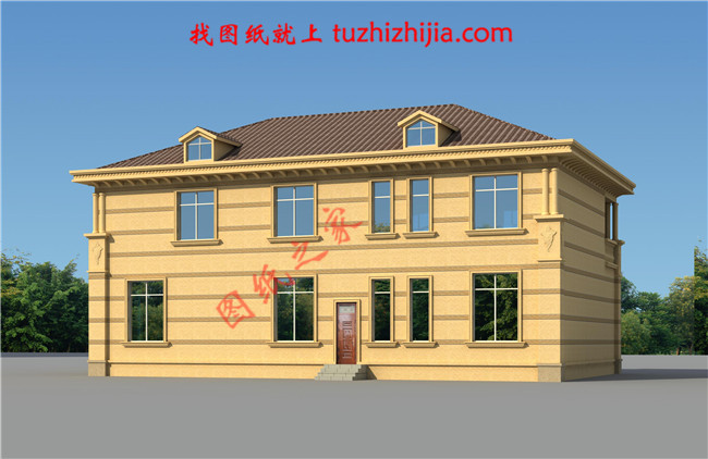 豪華二層別墅設計圖紙及別墅圖片，旋轉樓梯，內設佛堂，大大落地窗