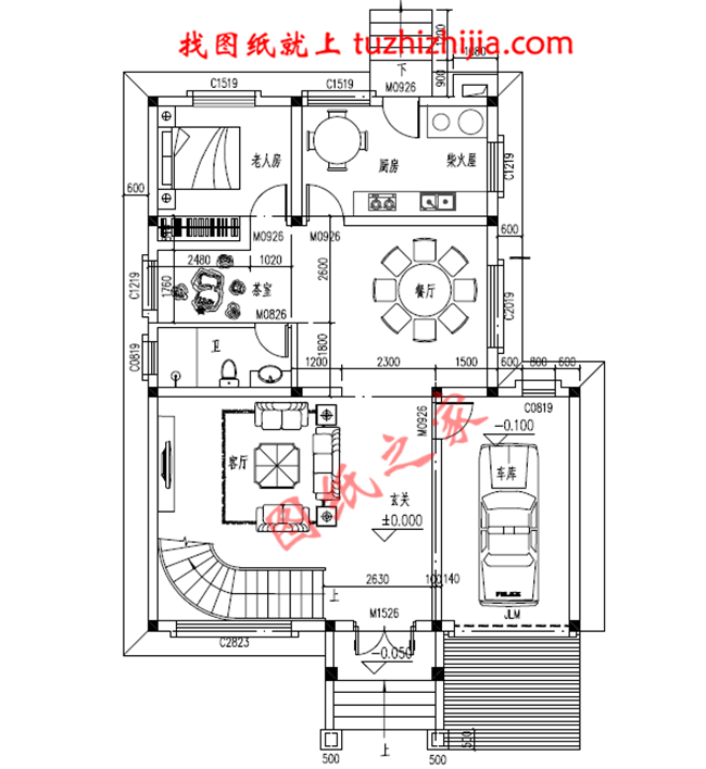 帶車庫簡約二層小別墅房屋設計圖紙,占地120平米,造價20萬左右