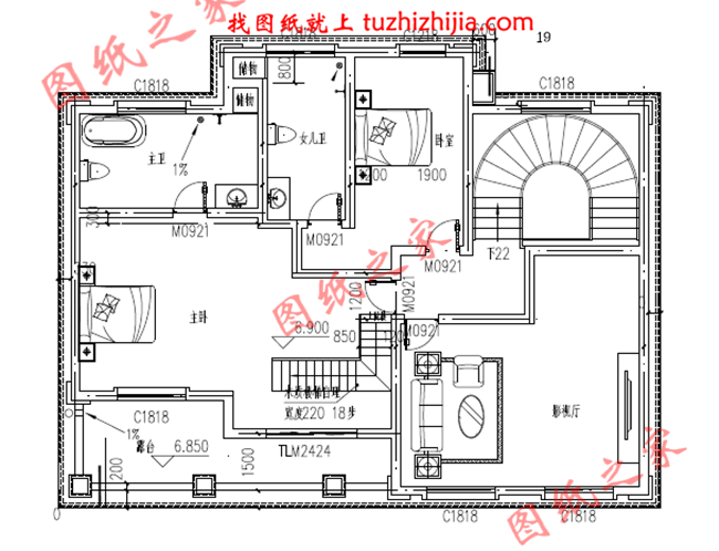 層自建房設計圖紙設計圖片,復式農村別墅,客廳中空,廚房獨立干凈衛生,帶陽光房
