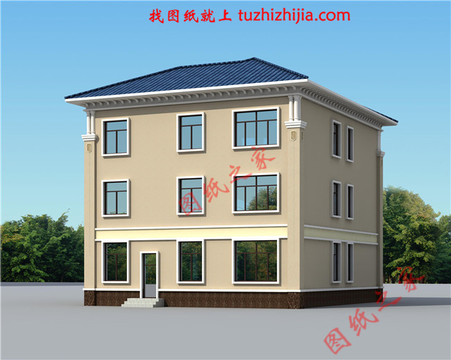 戶型簡單實(shí)用的三層農(nóng)村房屋設(shè)計(jì)圖紙，復(fù)式結(jié)構(gòu)，大面積開窗，增加了采光度又增加了美觀度