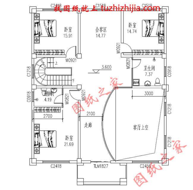 戶型簡單實(shí)用的三層農(nóng)村房屋設(shè)計(jì)圖紙，復(fù)式結(jié)構(gòu)，大面積開窗，增加了采光度又增加了美觀度