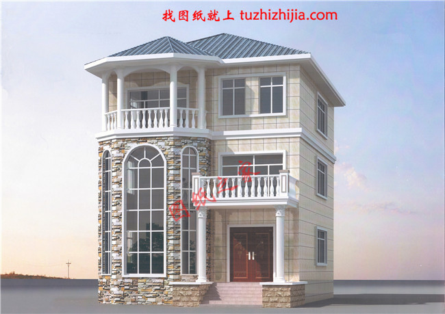 三層新農村自建房屋設計圖紙，占地120平米左右，此戶型是個開間小，進深大的戶型