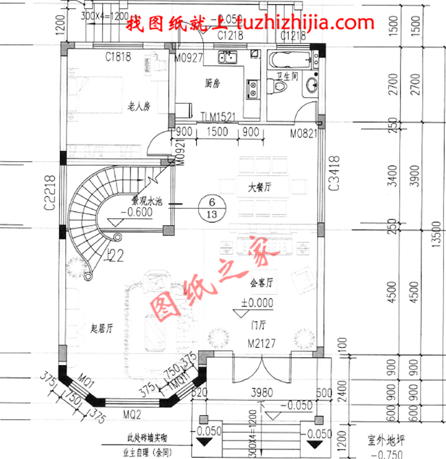 三層新農村自建房屋設計圖紙，占地120平米左右，此戶型是個開間小，進深大的戶型