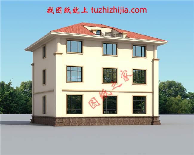 三層自建別墅設計圖紙,復式結構客廳中空極大的增加了客廳的開闊度