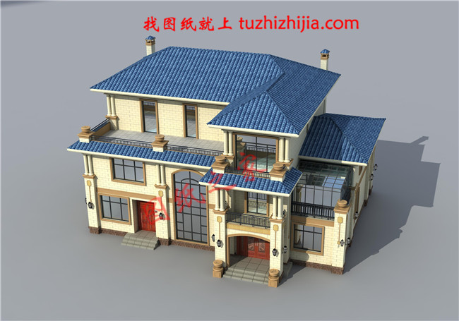 歐式三層別墅設計圖紙，本套圖紙為設計師新設計的作品，包含兩個相互獨立的兩個大小不同的戶型，可以與父母同住