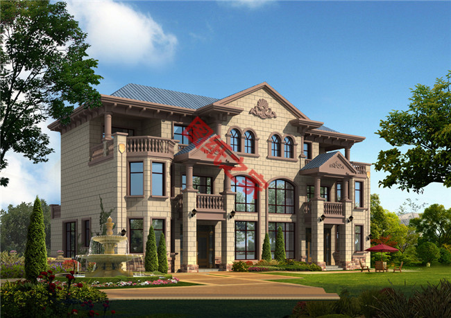 氣派的三層雙拼別墅圖，沒個百八十萬的不敢建