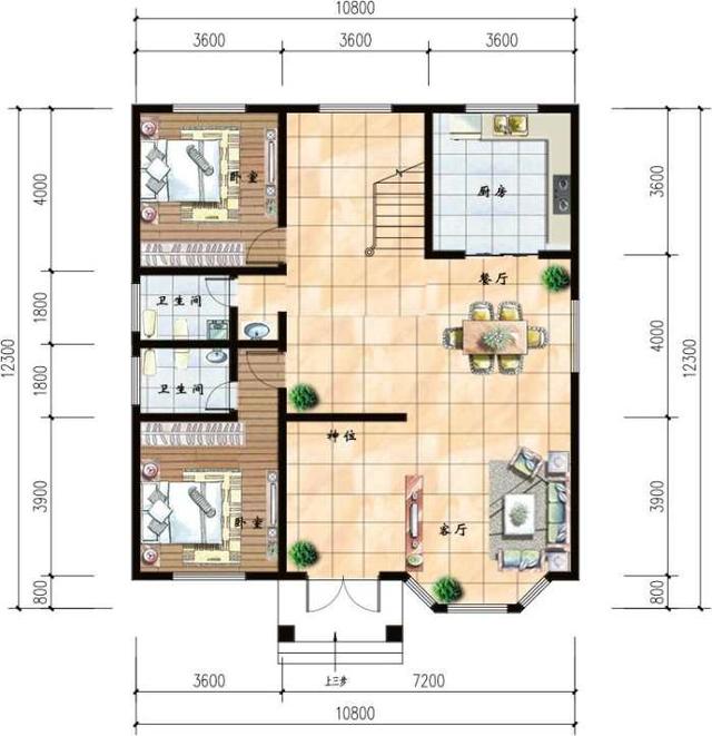 11乘12米帶神位的三層自建房方案，看完保證心動