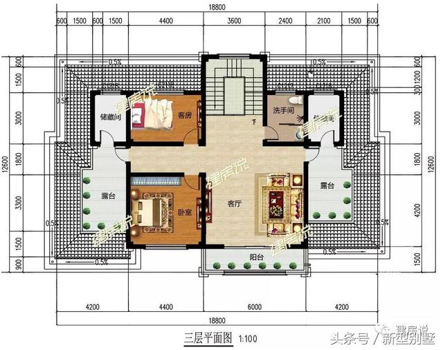 帶堂屋高端三層別墅圖，我有宅基地肯定建這套