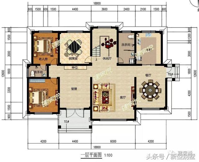 帶堂屋高端三層別墅圖，我有宅基地肯定建這套