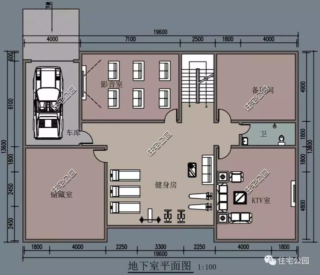 帶地下室挑空客廳二層別墅設計圖，真是漂亮極了