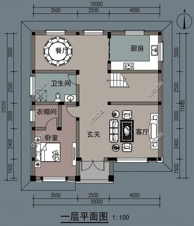 開間10米的三層別墅設計方案圖，外觀超美感