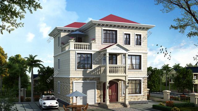 開間10米的三層別墅設計方案圖，外觀超美感