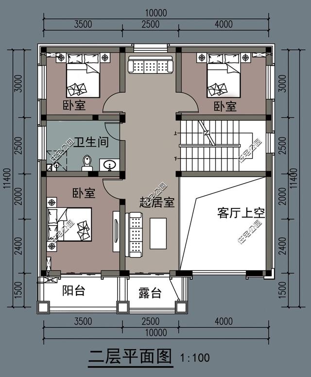 開間10米的三層別墅設計方案圖，外觀超美感