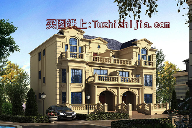 高端大氣三層雙拼自建房設計圖，外觀漂亮，240平左右