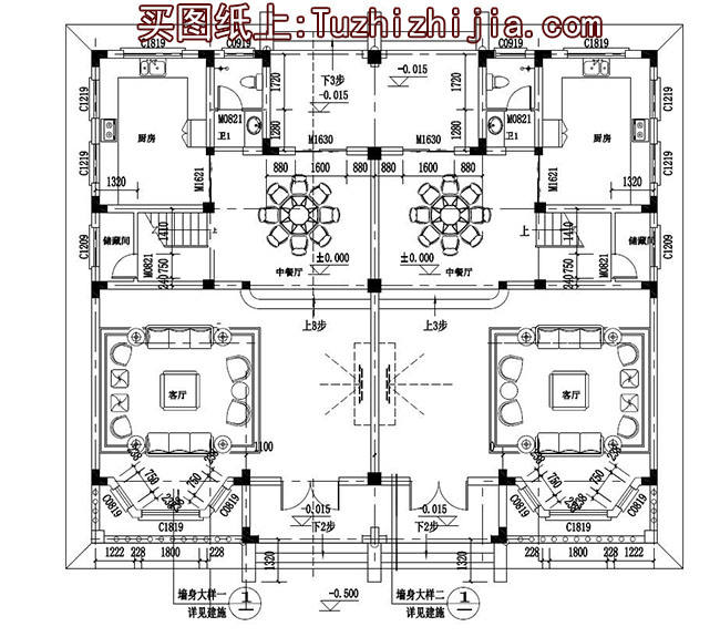 高端大氣三層雙拼自建房設計圖，外觀漂亮，240平左右