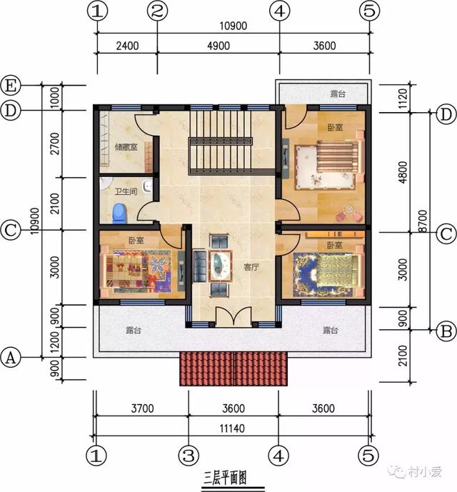 11x10米農(nóng)村三層自建樓房設(shè)計(jì)圖，30萬內(nèi)搞定