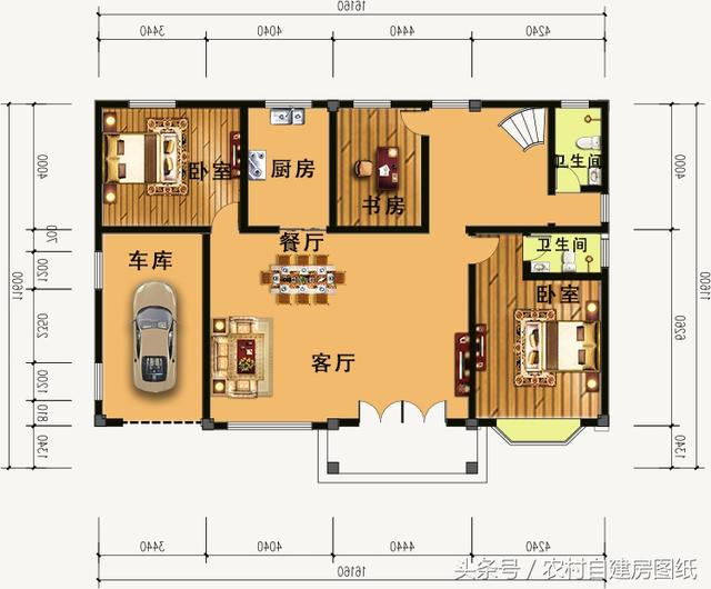 5款帶車庫的農村別墅設計圖，有車的方便啦