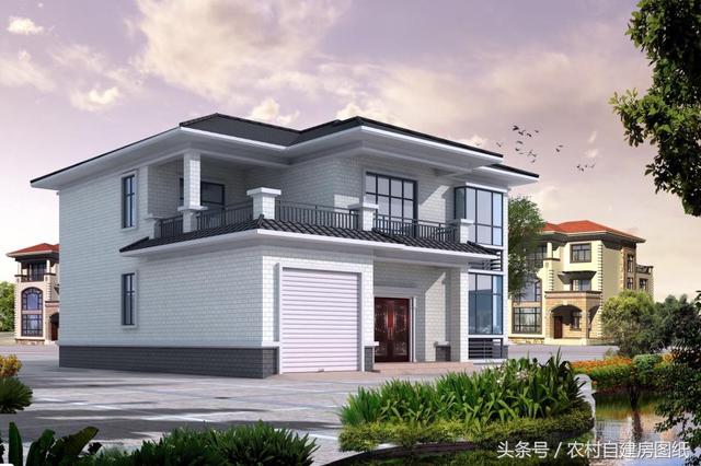 13×12米二層農(nóng)村小別墅設(shè)計圖，帶車庫